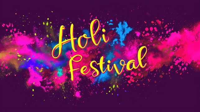  Traditional indian holiday. Colorful Holi festival background for posters.