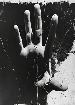 Hand of a person in black and white