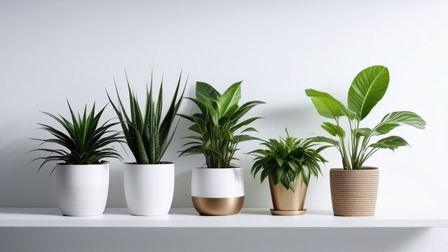 Home plants on a white background.