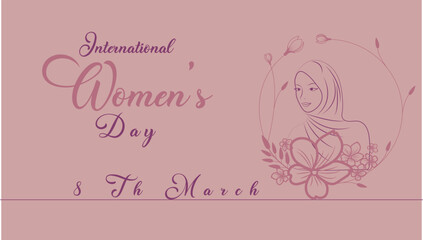 Fototapeta na wymiar Vector international women's day, happy women's day march 8 text with woman or women's day poster, banner design.