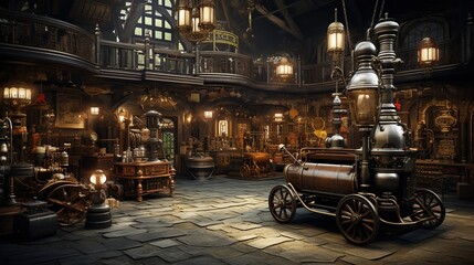 realistic photo of a steampunk