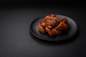 Delicious crispy potato wedges with garlic, salt, spices and herbs