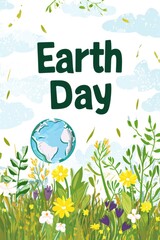 Fototapeta na wymiar Happy earth day with World globe, World environment day