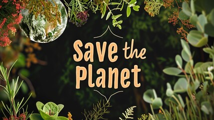Fototapeta premium Save the Planet inscription. Poster for Earth Day on 22 of April.