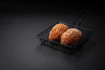 Delicious fresh cutlet or meatball Kiev style with filling