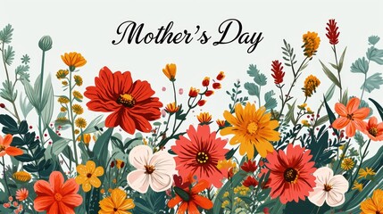 Mother day with cute flowers and leafs decoration