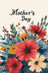 Mother day with cute flowers and leafs decoration