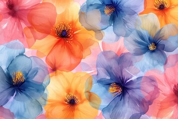 Floral background with watercolor flowers. 