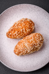 Delicious fresh cutlet or meatball Kiev style with filling