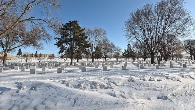 Minneapolis&ndash;Saint Paul. USA. Views of the Fort Snelling National Cemetery a United States National Cemetery. Winter time