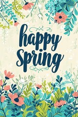 Happy Spring Greeting Card Design