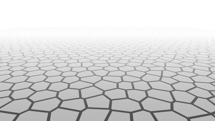 Irregular shapes repeated tiles that makes a surface in perspective view - 709298026