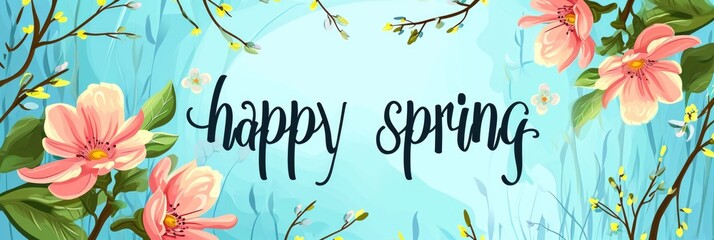 Happy Spring Greeting Card Design