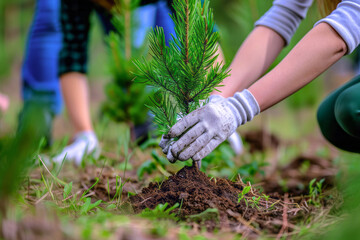 Conservation in action: Environmentalists are actively involved in nature conservation, planting trees, cleaning up natural habitats or participating in community environmental projects.