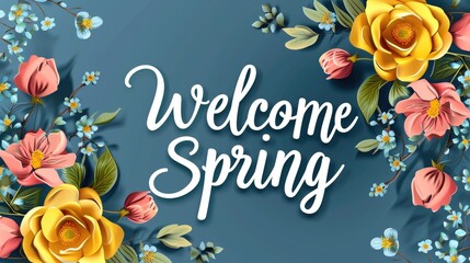 Welcome Spring. Typography for springtime festivities. - obrazy, fototapety, plakaty