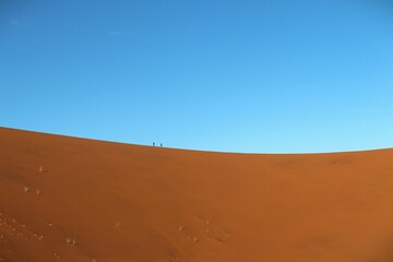 Fototapeta na wymiar Walkers on a dune