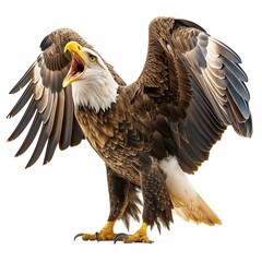 Obraz premium Majestic Eagle Screeching Isolated on White. Generative ai