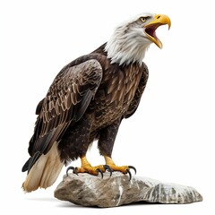 Obraz premium Majestic Eagle Screeching Isolated on White. Generative ai
