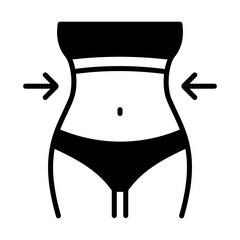 Weight loss solid icon with woman's waist