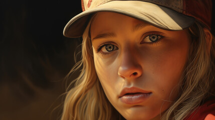 Close-Up of Young Woman with Baseball Cap