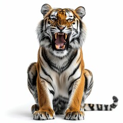 Fototapeta premium Fierce Bengal Tiger Roaring. Generative ai
