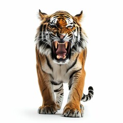 Obraz premium Fierce Bengal Tiger Roaring. Generative ai