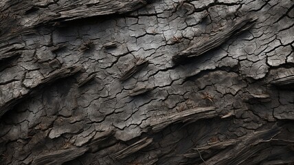 A close-up of the texture and details of a weathered tree bark in a mystical forest -Generative Ai