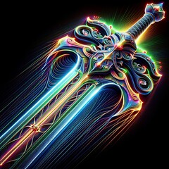 Neon Blade: Luminous Energy Sword in Vibrant Hues