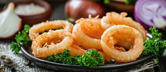 Sliced onion rings for salad.
