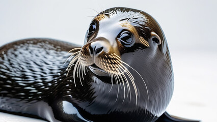 Fur seal on a white background.