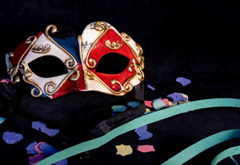 venetian carnival mask on black background
