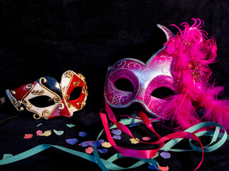 venetian carnival woman and man masks