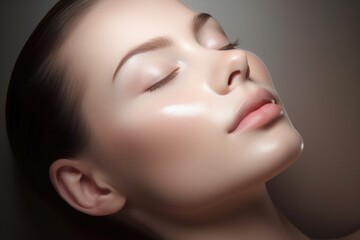 Naklejka premium Portrait of a woman with healthy glowing skin