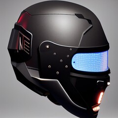 High quality light gray motorcycle helmet over gray background

