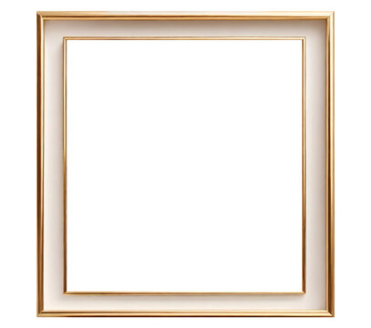 Gold picture frame with isolated background, Gold frame with isolated background, Watercolor gold picture frame with isolated background.