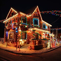 house and christmas light