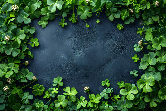 St Patricks Day border of shamrocks