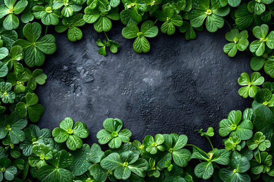 St Patricks Day border of shamrocks