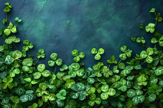 St Patricks Day border of shamrocks