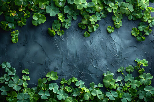 St Patricks Day border of shamrocks