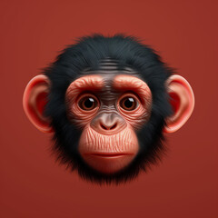 Close up portrait of a cute baby chimpanzee