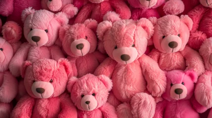 Foto op Canvas Cute background with pink teddy bears.  © Vika art