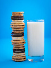 Biscuits of different colors photographed on top of each other with different backgrounds