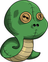Cute green snake doll vector image