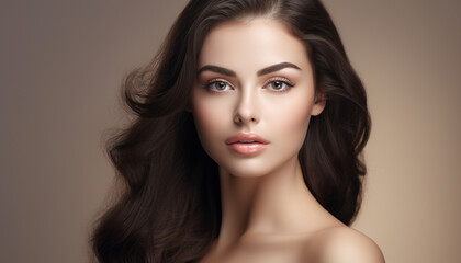 Fototapeta premium Beautiful woman female skin care healthy hair and skin close up face beauty portrait