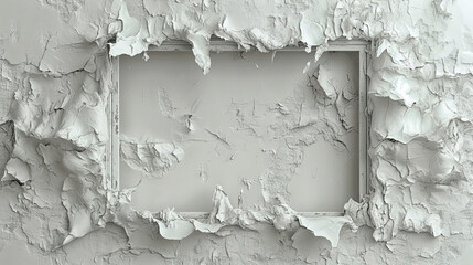 White background with rectangular frame on white wall.