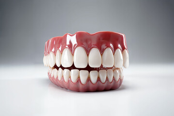 Naklejka premium Model of a human set of teeth against a white background