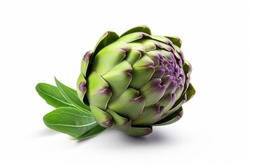 Obraz premium one artichoke isolated on a white background. an edible plant. fleshy flower head.
