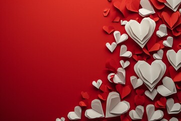 Valentine's and Mother's Day White Hearts on Red Background