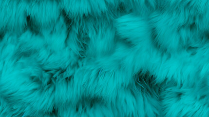 Obraz premium Turquoise fur seamless texture, fluffy and shaggy teal material background